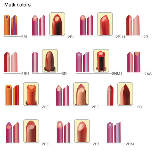 Tip-Shapes Reference, Lipstick Moulds